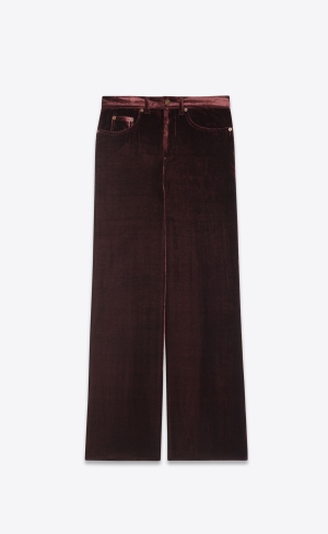 YSL Wide-leg Pants In Velvet Dark Burgundy Raw | WLHSG4051