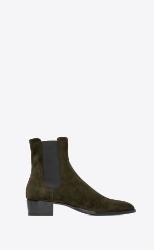 YSL Wyatt Chelsea Boots In Suede Sable Brun | UMRYX3452