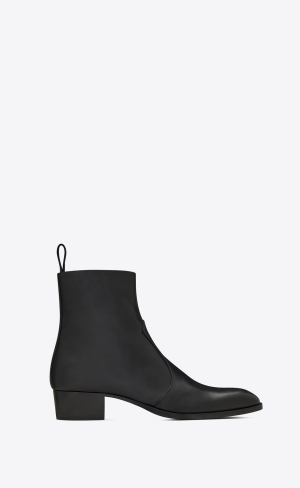 YSL Wyatt Zipped Boots In Smooth Leather Black | TAWUC8320